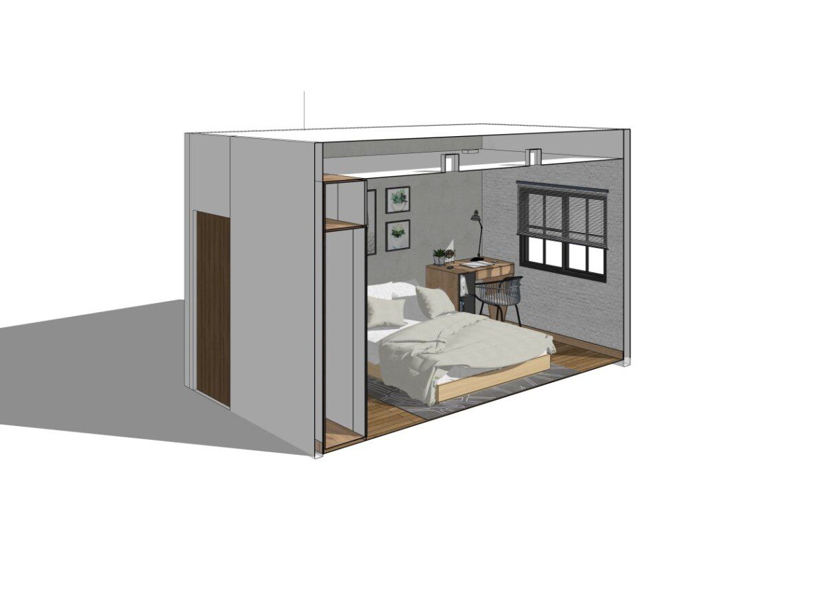 Small Modern SketchUp Bedroom Model, Scene - Image 5