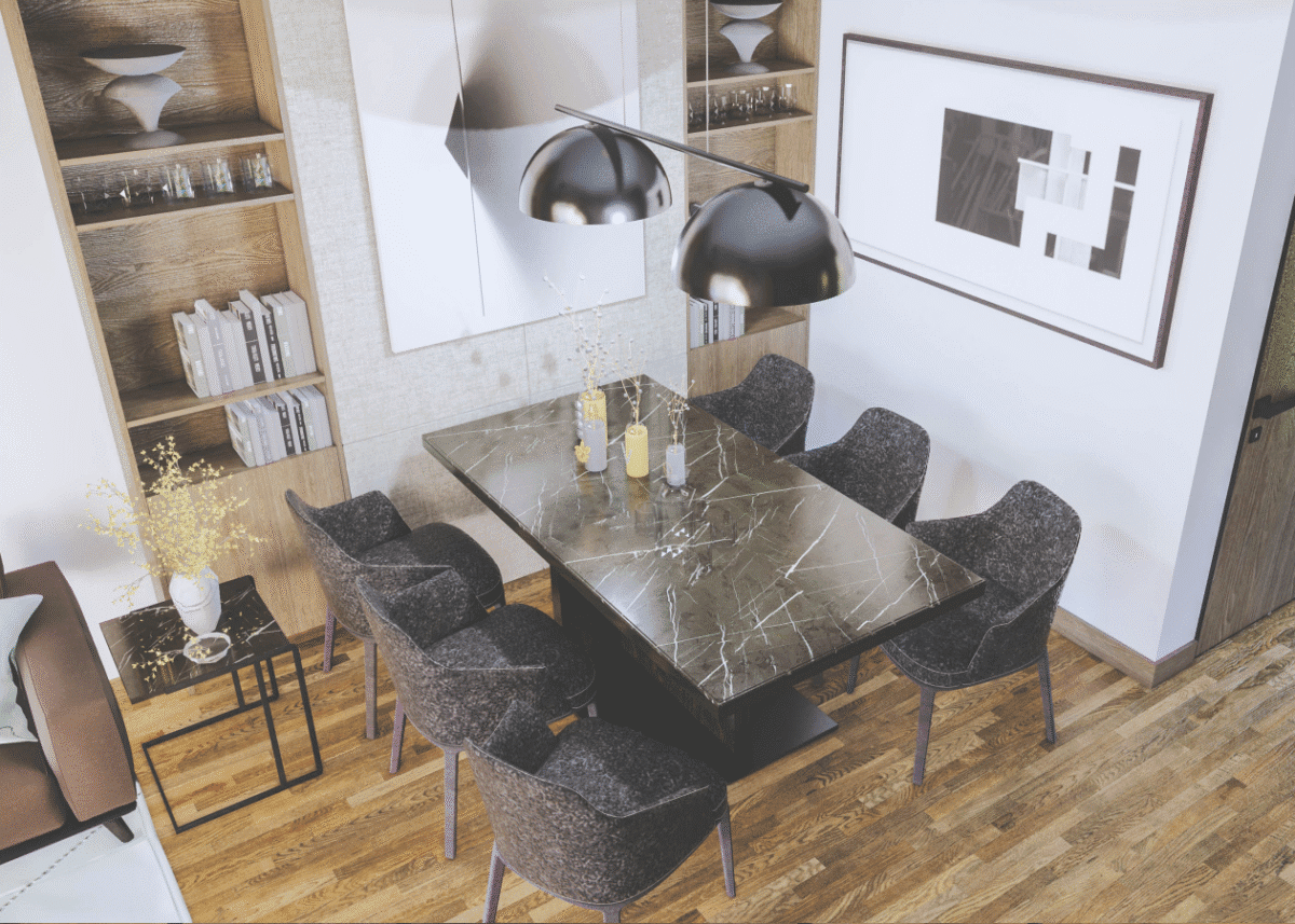 Modern Living Room and Kitchen SketchUp Model - Image 5