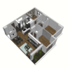 Modern Living Room and Kitchen SketchUp Model