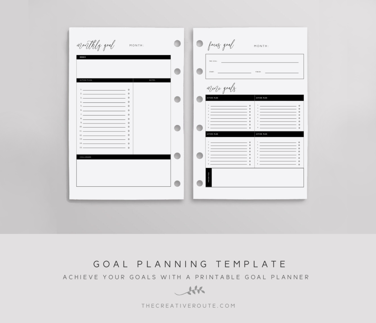 A5 Printable Goal Planning Template