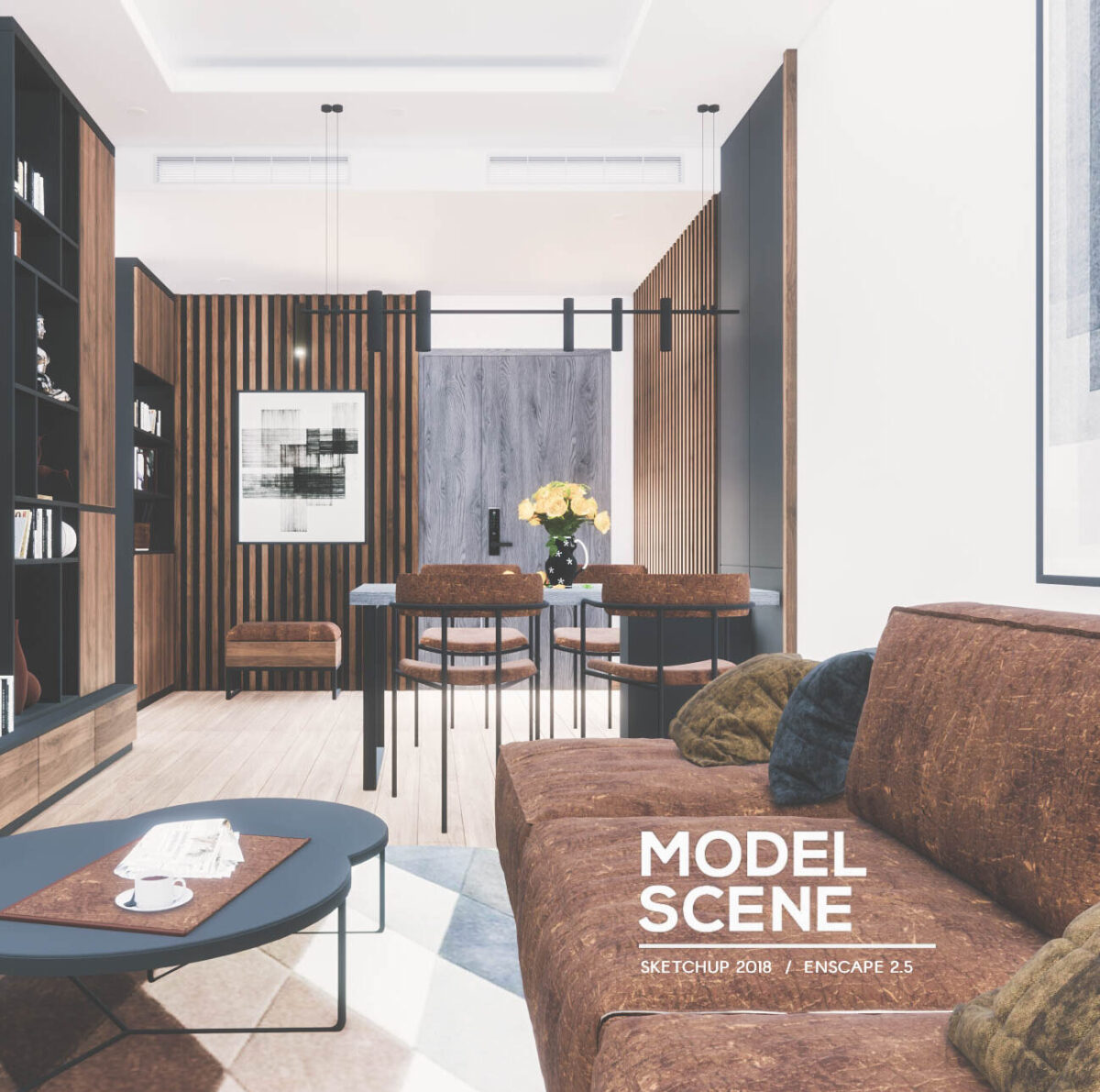 Luxury Apartment Living SketchUp Model Scene